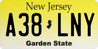 NJ license plate A38LNY