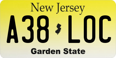 NJ license plate A38LOC