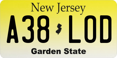 NJ license plate A38LOD