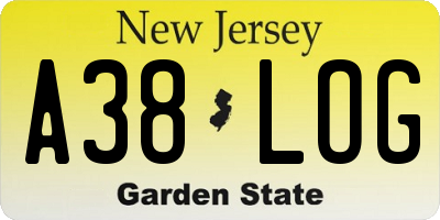NJ license plate A38LOG