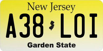 NJ license plate A38LOI