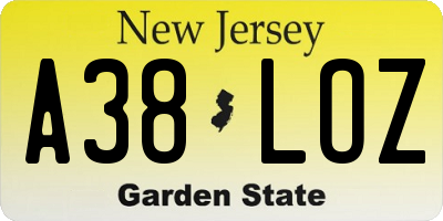 NJ license plate A38LOZ