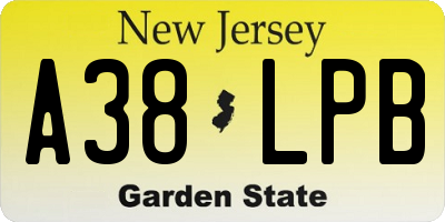 NJ license plate A38LPB