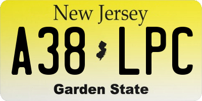 NJ license plate A38LPC