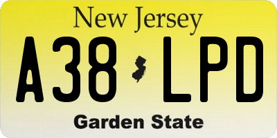 NJ license plate A38LPD