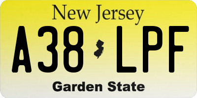 NJ license plate A38LPF