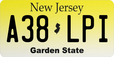 NJ license plate A38LPI