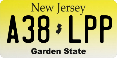 NJ license plate A38LPP