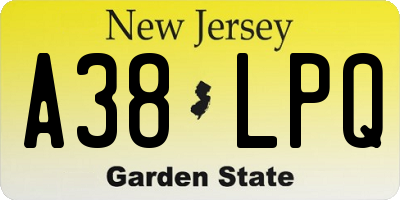 NJ license plate A38LPQ