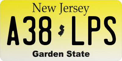 NJ license plate A38LPS