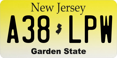 NJ license plate A38LPW