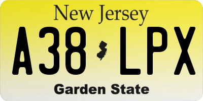 NJ license plate A38LPX