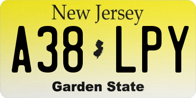 NJ license plate A38LPY