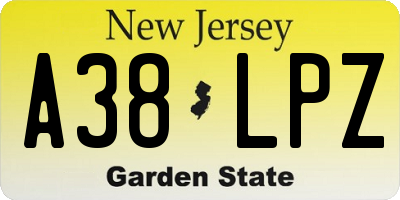 NJ license plate A38LPZ
