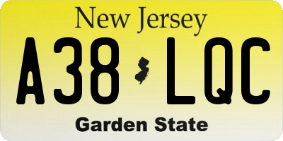 NJ license plate A38LQC