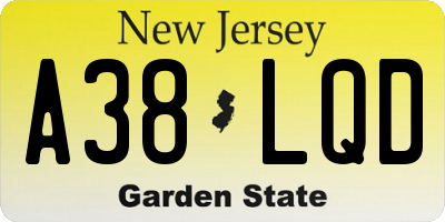 NJ license plate A38LQD