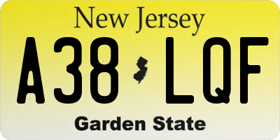 NJ license plate A38LQF