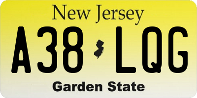NJ license plate A38LQG