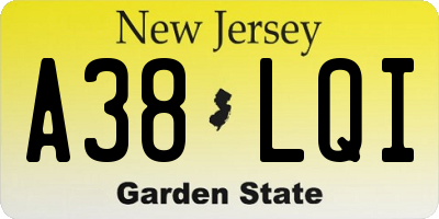 NJ license plate A38LQI