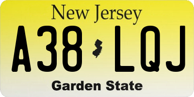 NJ license plate A38LQJ