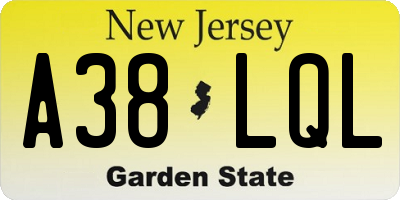 NJ license plate A38LQL