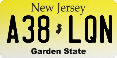 NJ license plate A38LQN