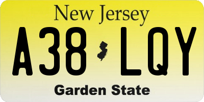 NJ license plate A38LQY