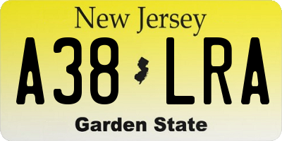 NJ license plate A38LRA