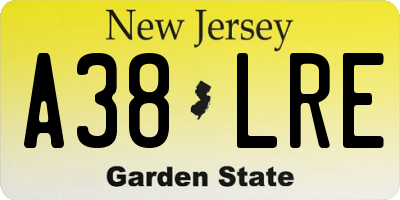 NJ license plate A38LRE