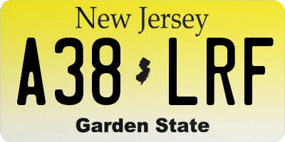 NJ license plate A38LRF