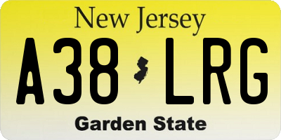 NJ license plate A38LRG