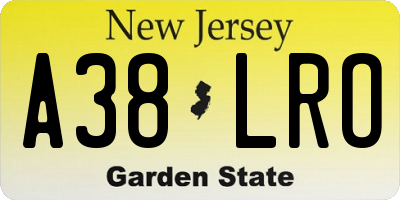 NJ license plate A38LRO