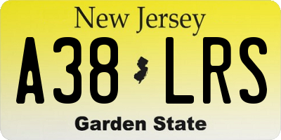 NJ license plate A38LRS
