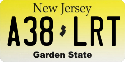 NJ license plate A38LRT