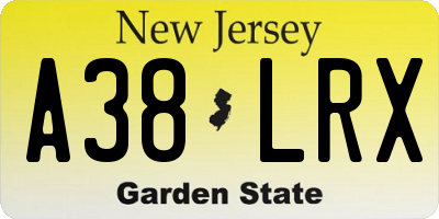 NJ license plate A38LRX