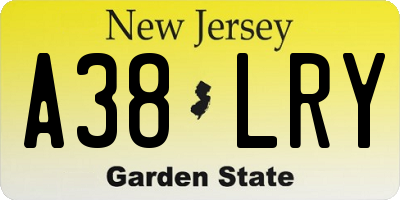 NJ license plate A38LRY