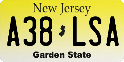 NJ license plate A38LSA