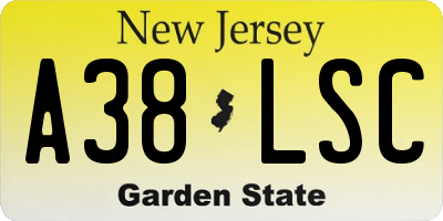 NJ license plate A38LSC