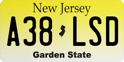 NJ license plate A38LSD
