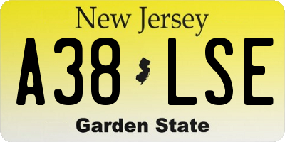 NJ license plate A38LSE