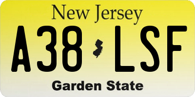 NJ license plate A38LSF