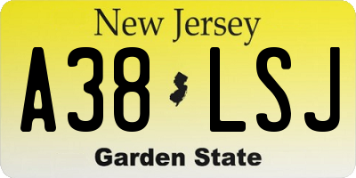 NJ license plate A38LSJ