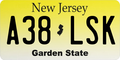 NJ license plate A38LSK