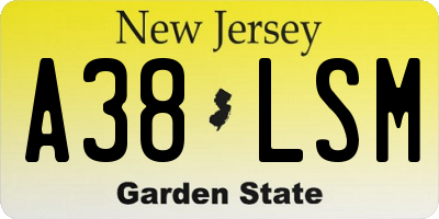 NJ license plate A38LSM