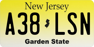NJ license plate A38LSN