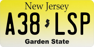 NJ license plate A38LSP
