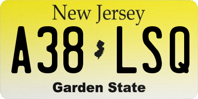 NJ license plate A38LSQ