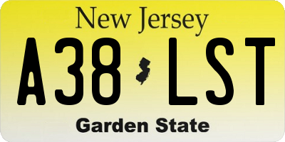 NJ license plate A38LST