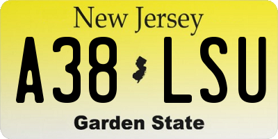 NJ license plate A38LSU
