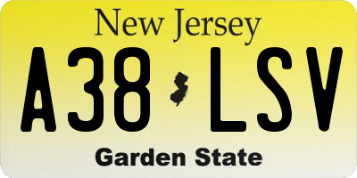 NJ license plate A38LSV